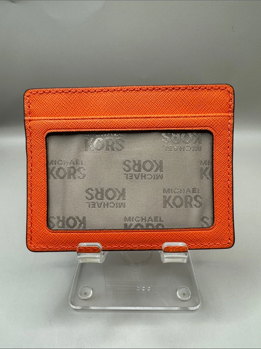 Michael Kors Orange Leather Card Case with Gold Logo - Picture 2 of 5